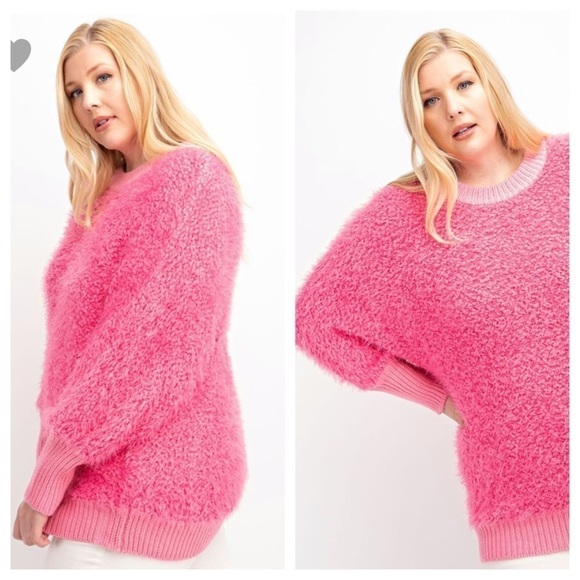 Plus Size Dolman Soft Hairy Popcorn Sweater - Picture 2 of 6